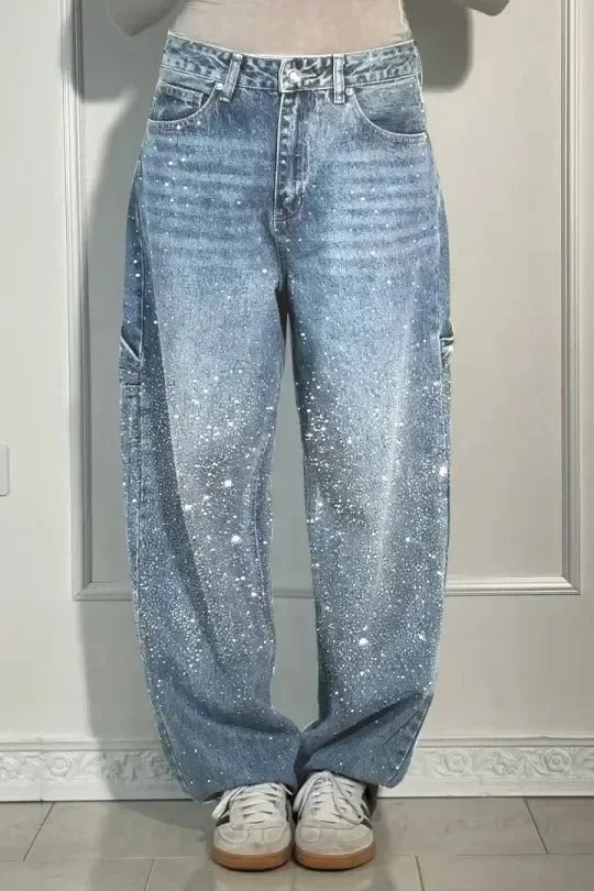 Women’s High-Waist Glitter Jeans | Stretch Denim | Slim Fit Design