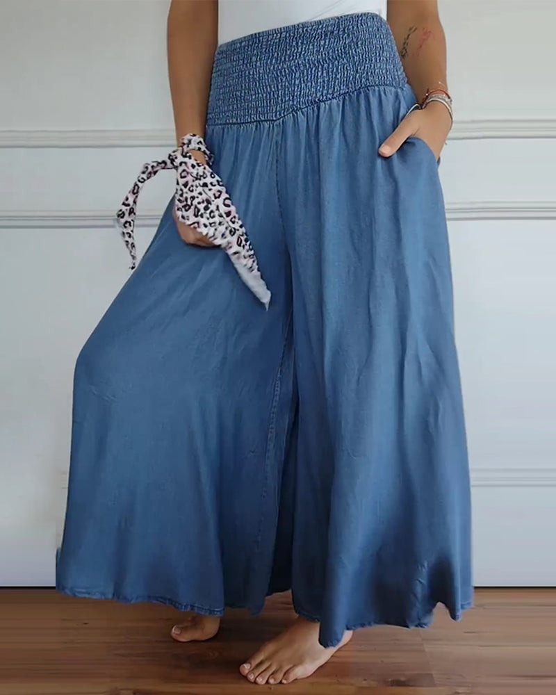 Women’s Wide-Leg Pants | High-Rise Fit | Elastic Waistband
