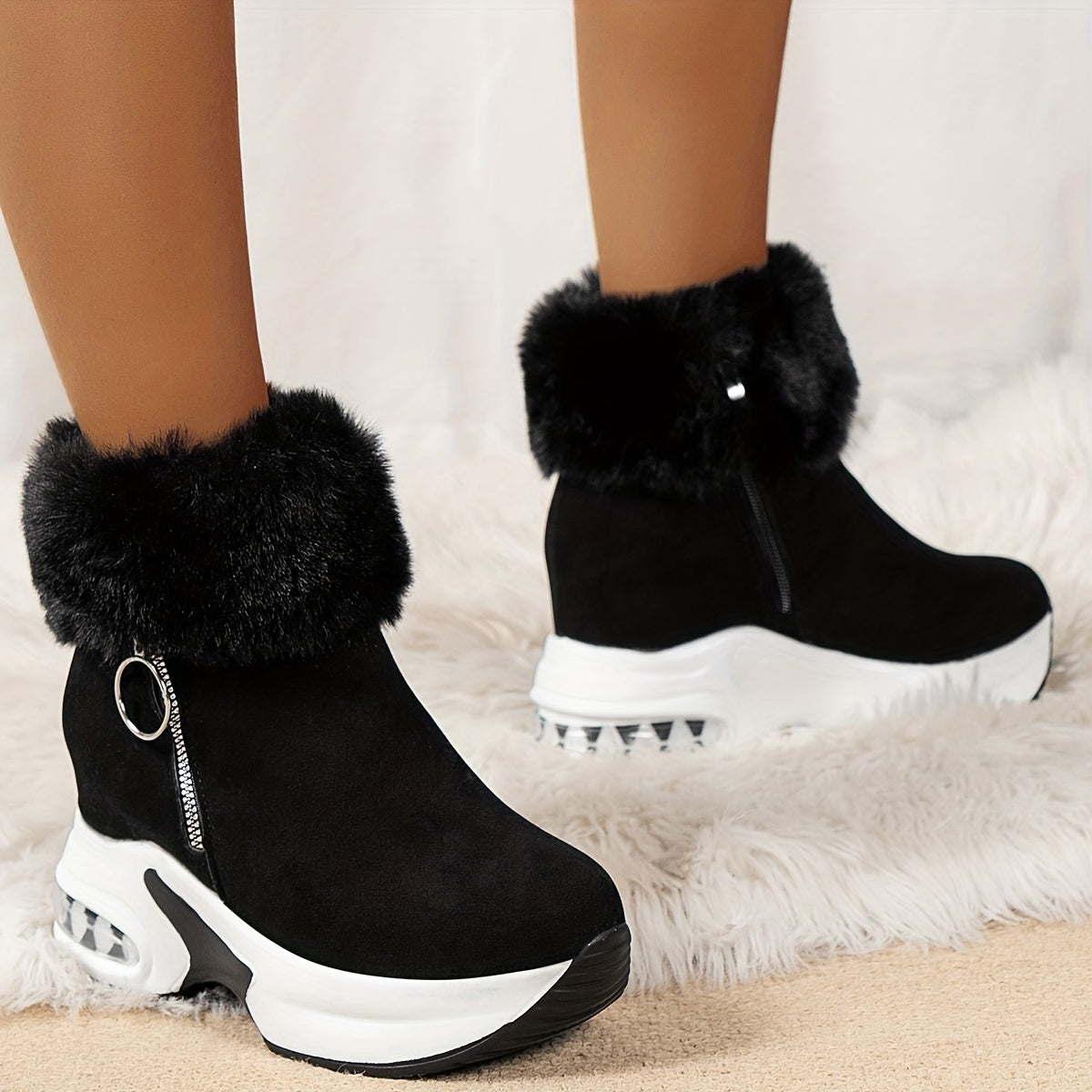Women’s Cozy Lined Winter Boots | Wedge Comfort Design | Anti-Slip Sole