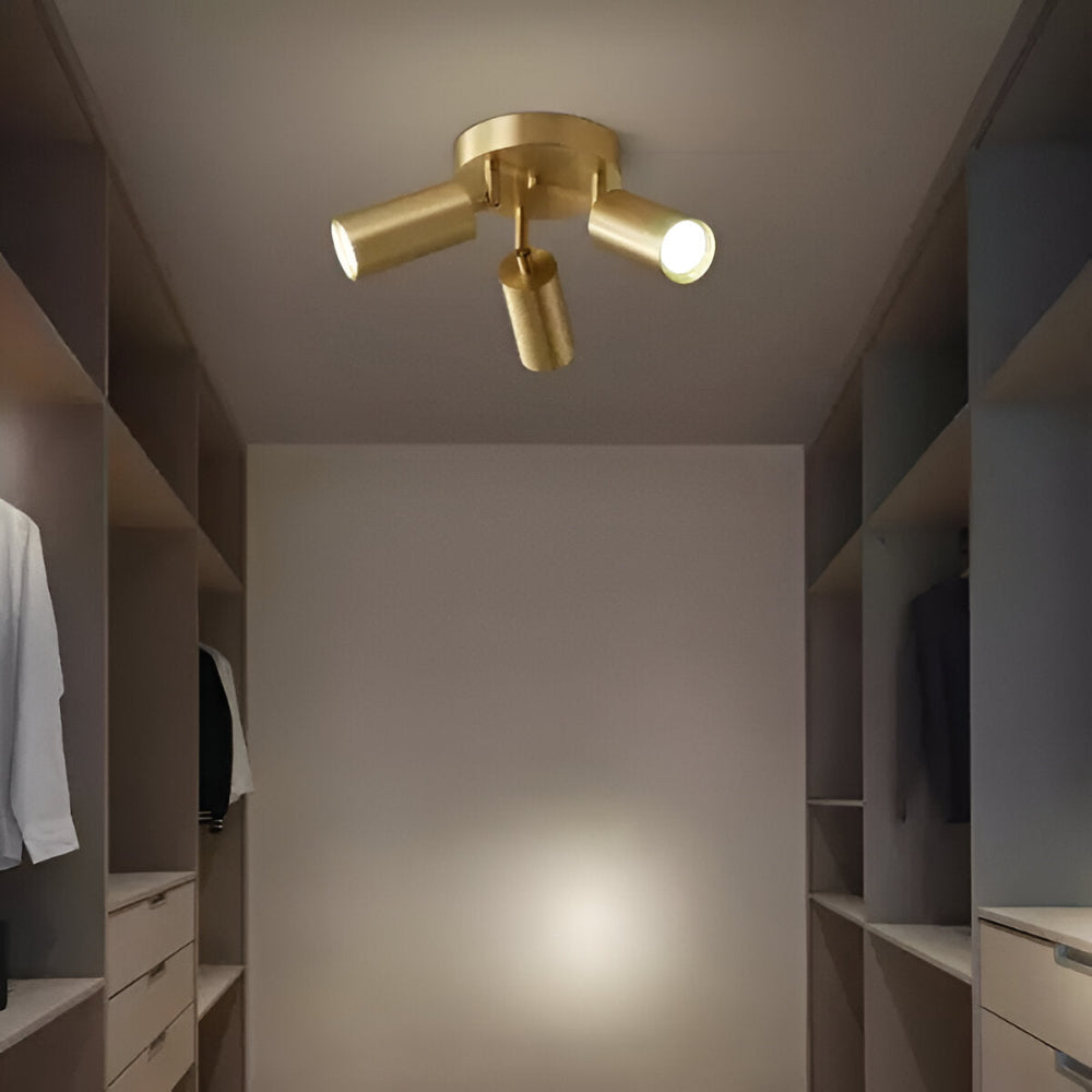 Modern Brushed Brass LED Ceiling Light | Adjustable Spot Design