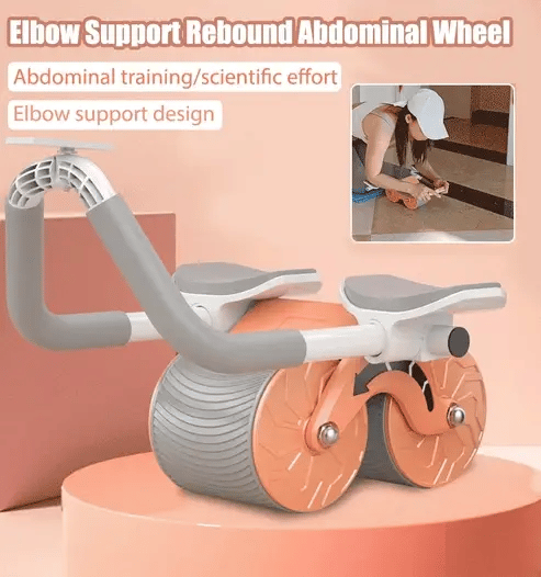 Dual-Wheel Ab Roller with Elbow Support | Core & Upper Body Training Equipment | Portable Fitness Exercise Wheel