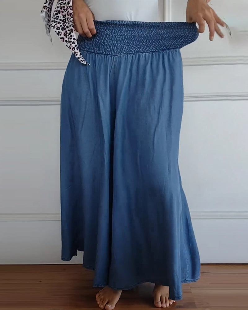 Women’s Wide-Leg Pants | High-Rise Fit | Elastic Waistband