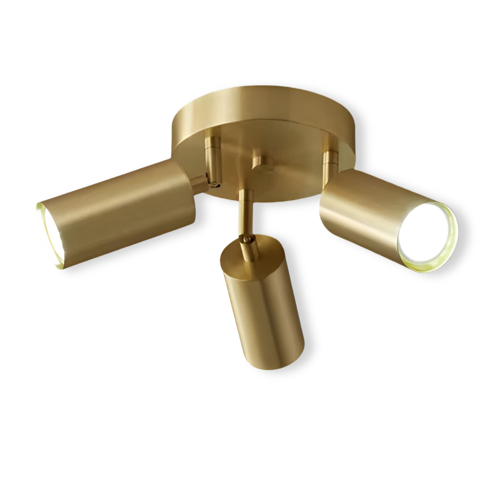 Modern Brushed Brass LED Ceiling Light | Adjustable Spot Design
