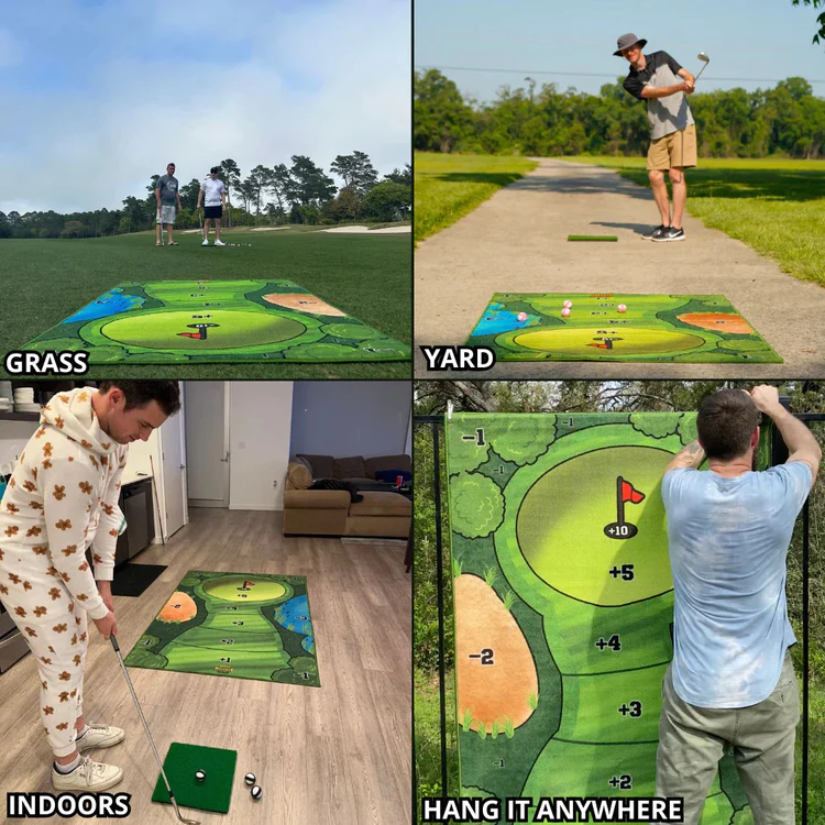 Portable Indoor & Outdoor Putting Green | Realistic Golf Practice Mat with Target Holes