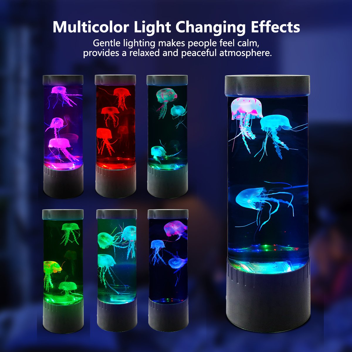 LED Jellyfish Aquarium Lamp | Color Changing Night Light | Relaxing Sensory Lamp