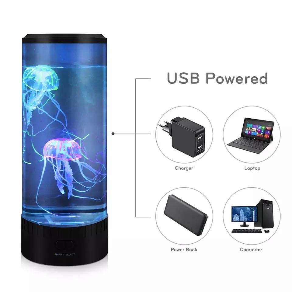 LED Jellyfish Aquarium Lamp | Color Changing Night Light | Relaxing Sensory Lamp