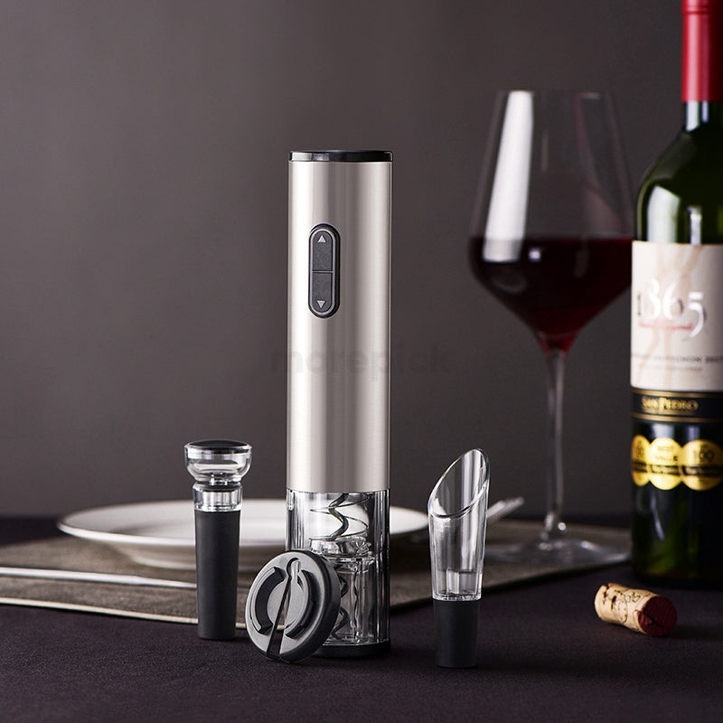 Electric Wine Bottle Opener Set | Includes Pourer & Vacuum Stopper | Effortless Cork Removal Kit
