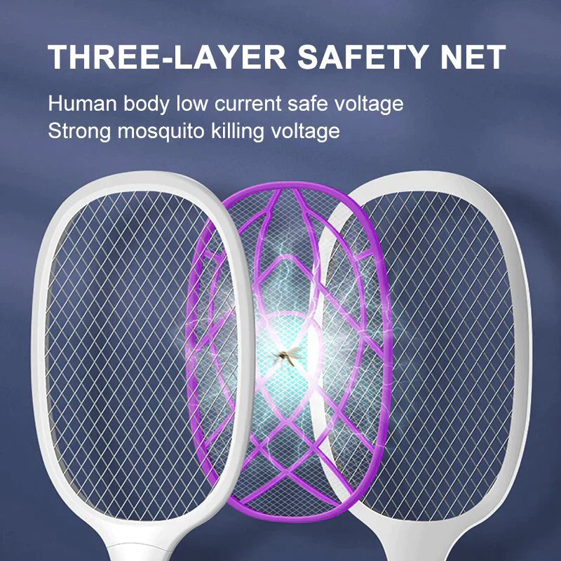 Rechargeable Electric Bug Zapper Racket | Handheld & UV Light Mode | Portable Indoor & Outdoor Insect Trap