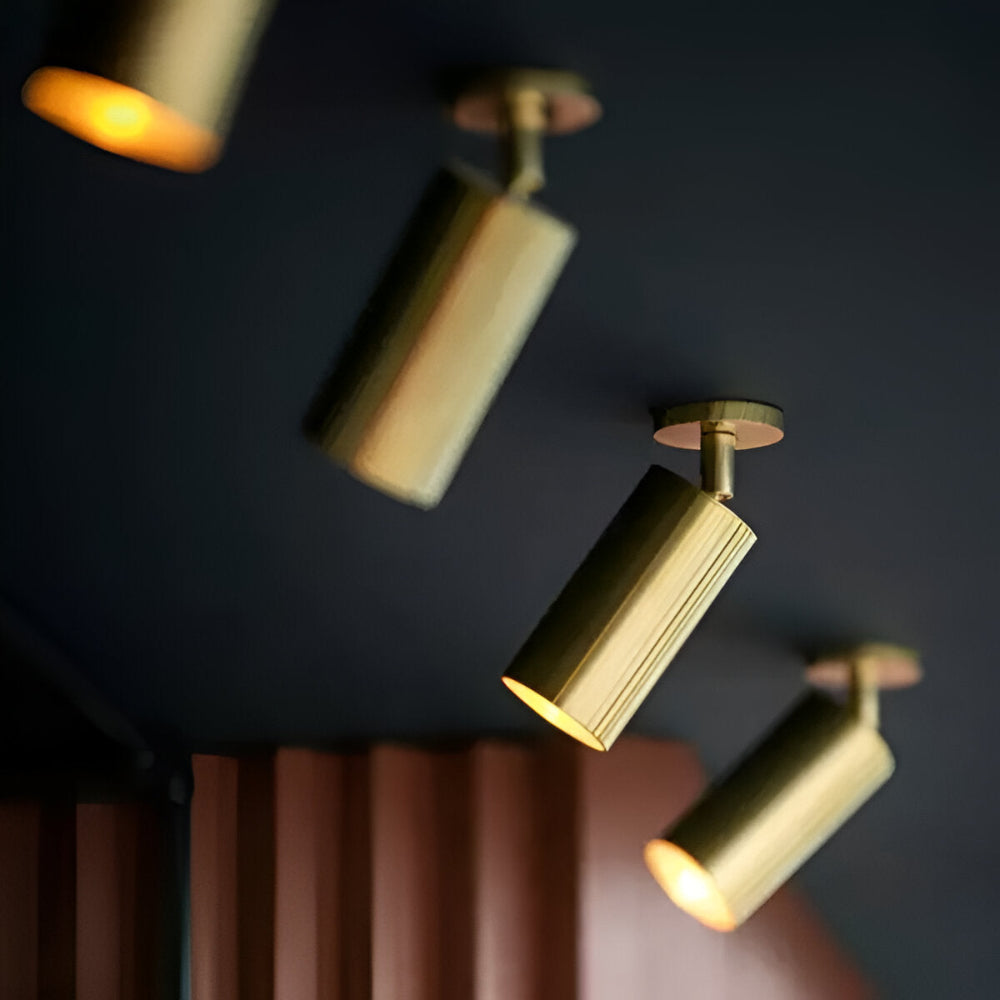 Modern Brushed Brass LED Ceiling Light | Adjustable Spot Design