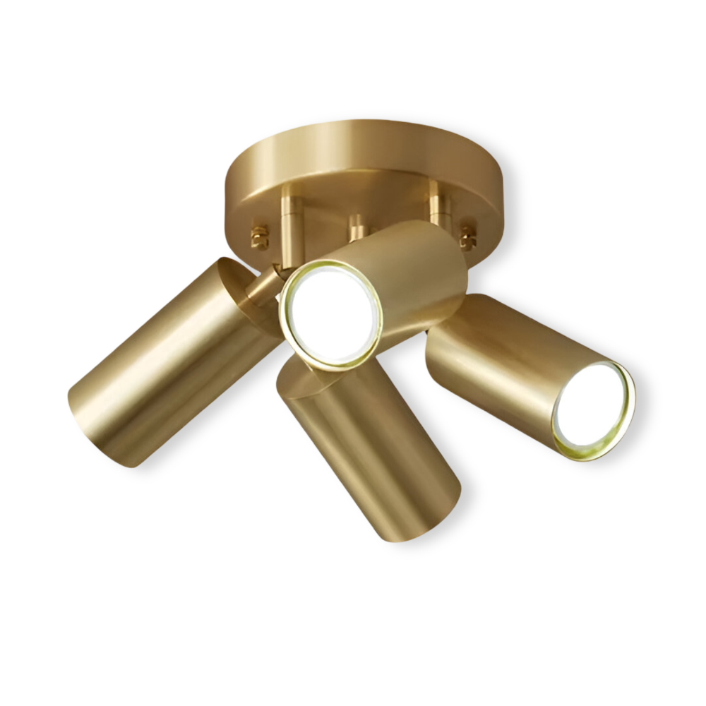 Modern Brushed Brass LED Ceiling Light | Adjustable Spot Design