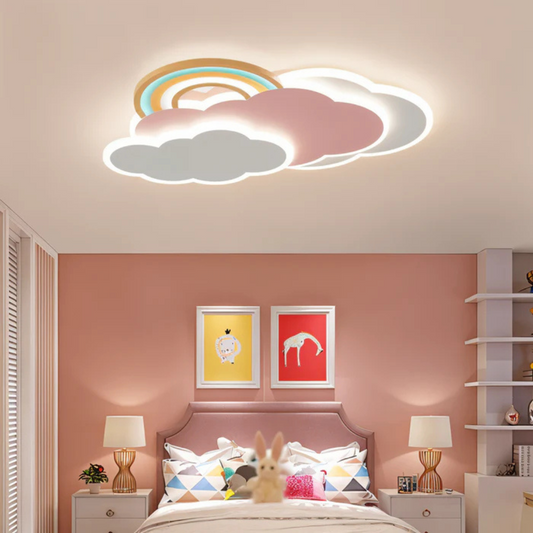 Children’s LED Ceiling Light | Rainbow & Cloud Design | Dimmable with Remote Control