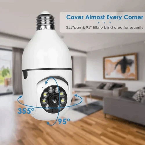 Wireless Light Bulb Security Camera | 1080P WiFi Smart Pan-Tilt Surveillance with Night Vision & Two-Way Audio