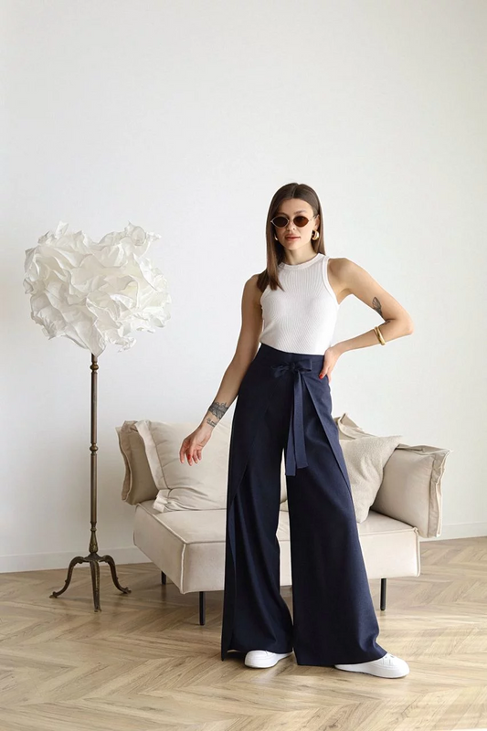 Women’s Wide-Leg Linen Pants | Cotton-Linen Blend | High-Rise Fit