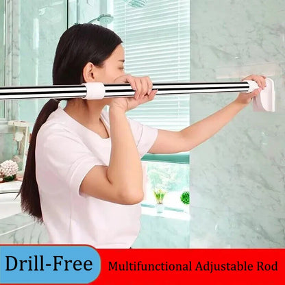Adjustable No-Drill Tension Rod | Rust-Resistant Steel | Easy Install Curtain & Shower Bar