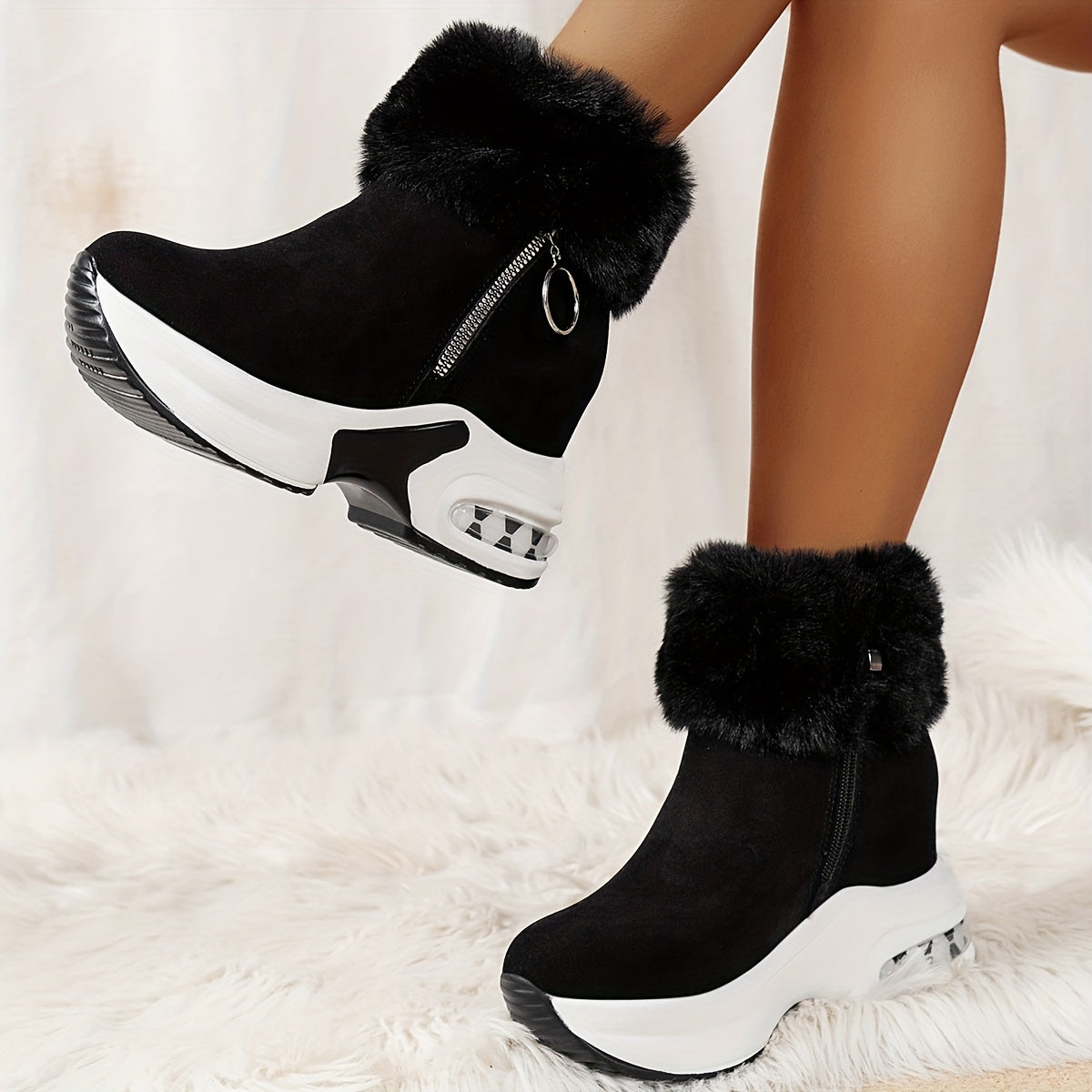 Women’s Cozy Lined Winter Boots | Wedge Comfort Design | Anti-Slip Sole