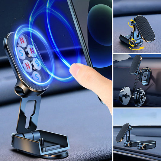 Foldable Magnetic Car Phone Holder | 360° Adjustable Metal Mount