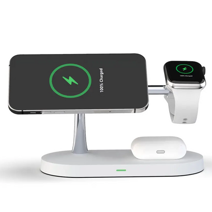 3-in-1 Wireless Charger | Fast Charging Station for Phone, Watch & Earbuds | Compact USB-C Dock