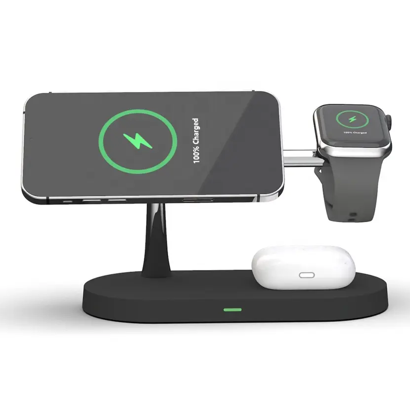 3-in-1 Wireless Charger | Fast Charging Station for Phone, Watch & Earbuds | Compact USB-C Dock