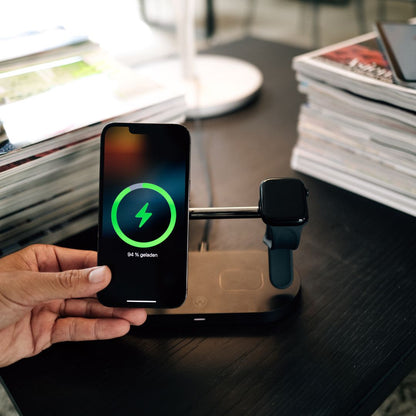 3-in-1 Wireless Charger | Fast Charging Station for Phone, Watch & Earbuds | Compact USB-C Dock