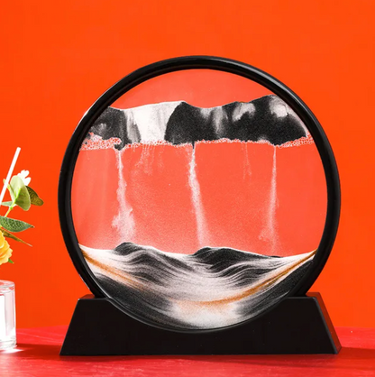 3D Moving Sand Art | Glass Round Desk Ornament with Flowing Sand Design