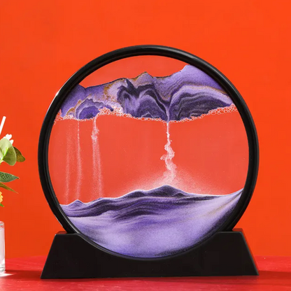3D Moving Sand Art | Glass Round Desk Ornament with Flowing Sand Design
