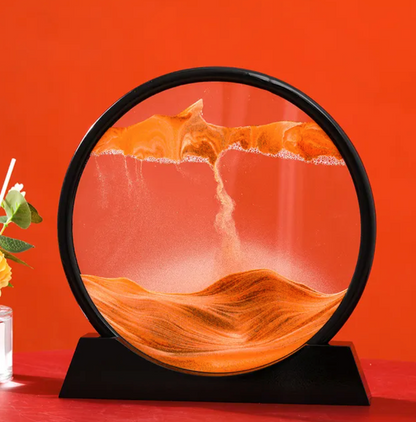 3D Moving Sand Art | Glass Round Desk Ornament with Flowing Sand Design