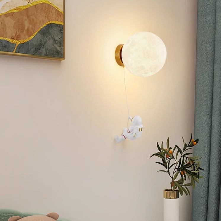 3D Printed Astronaut Wall Lamp | Modern Decorative Moon Light with Warm Glow