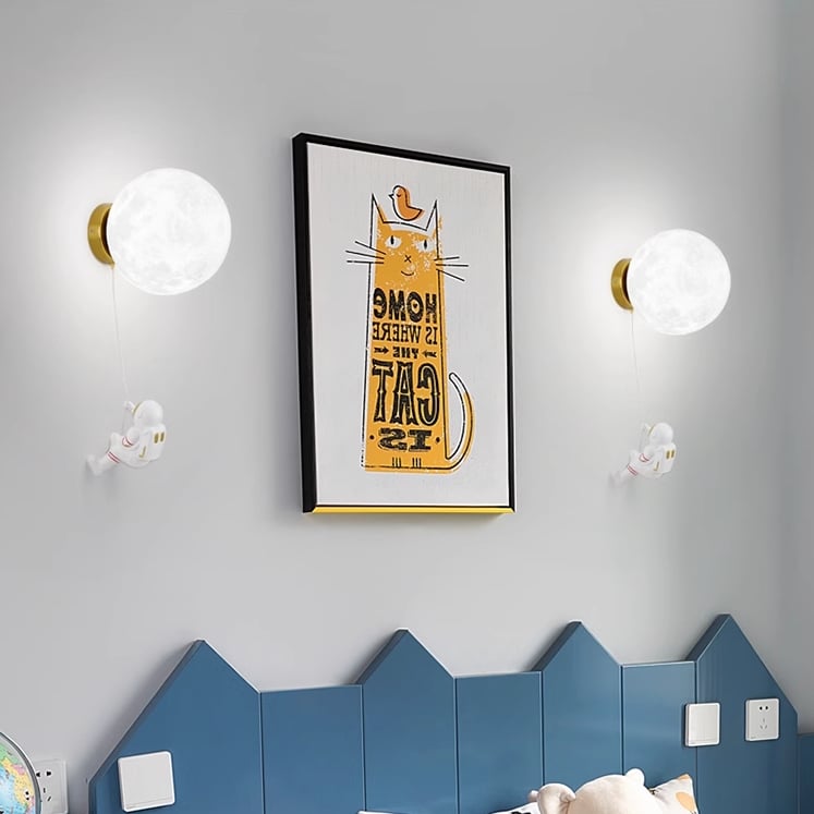 3D Printed Astronaut Wall Lamp | Modern Decorative Moon Light with Warm Glow