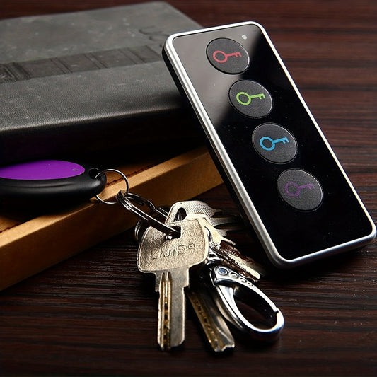 4-in-1 Key Finder | Remote Control Key Locator with LED Flash | Color-Coded Receivers for Keys, Remotes & Accessories