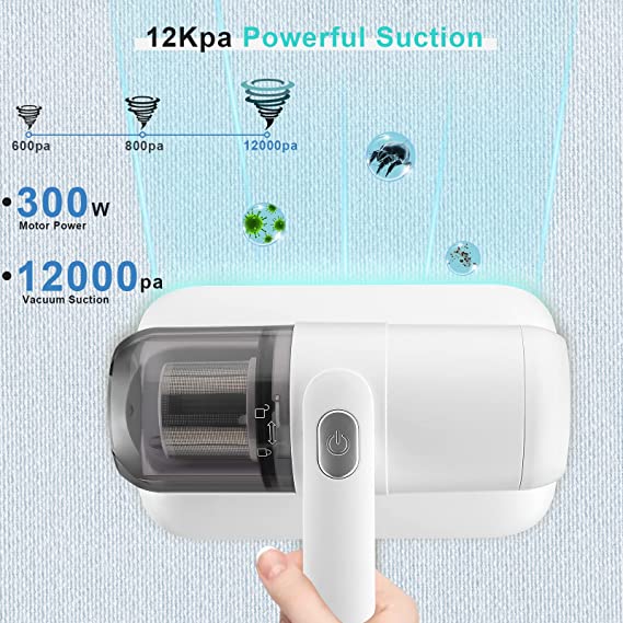 Handheld Fabric Vacuum Cleaner | UV Light & Dual-Pulse Vibration | Portable Dust and Debris Remover