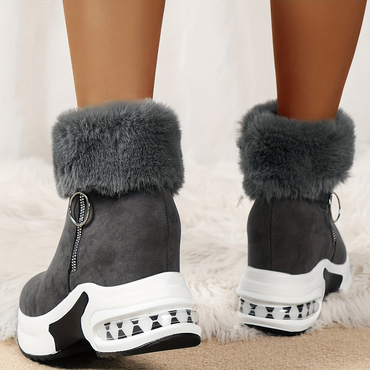 Women’s Cozy Lined Winter Boots | Wedge Comfort Design | Anti-Slip Sole