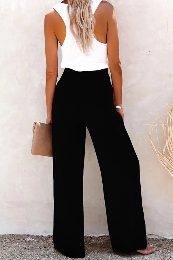 High-Waist Relaxed Pants | Flattering Fit | Soft Draped Silhouette