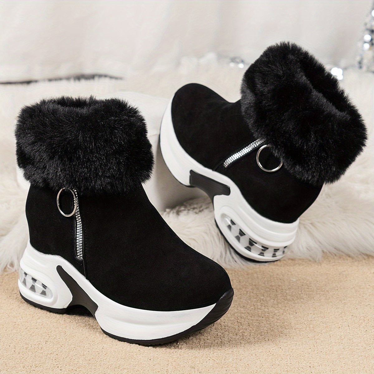 Women’s Cozy Lined Winter Boots | Wedge Comfort Design | Anti-Slip Sole