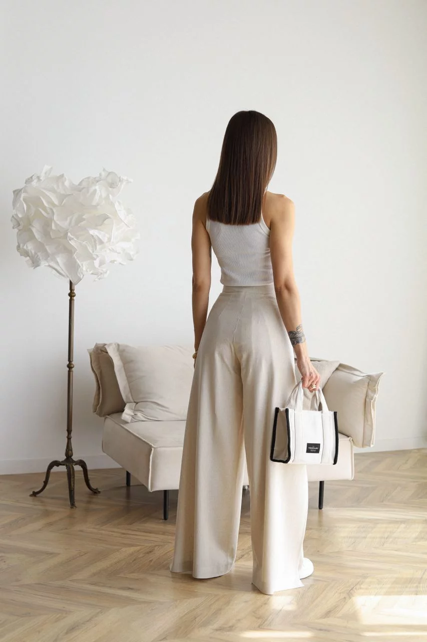 Women’s Wide-Leg Linen Pants | Cotton-Linen Blend | High-Rise Fit