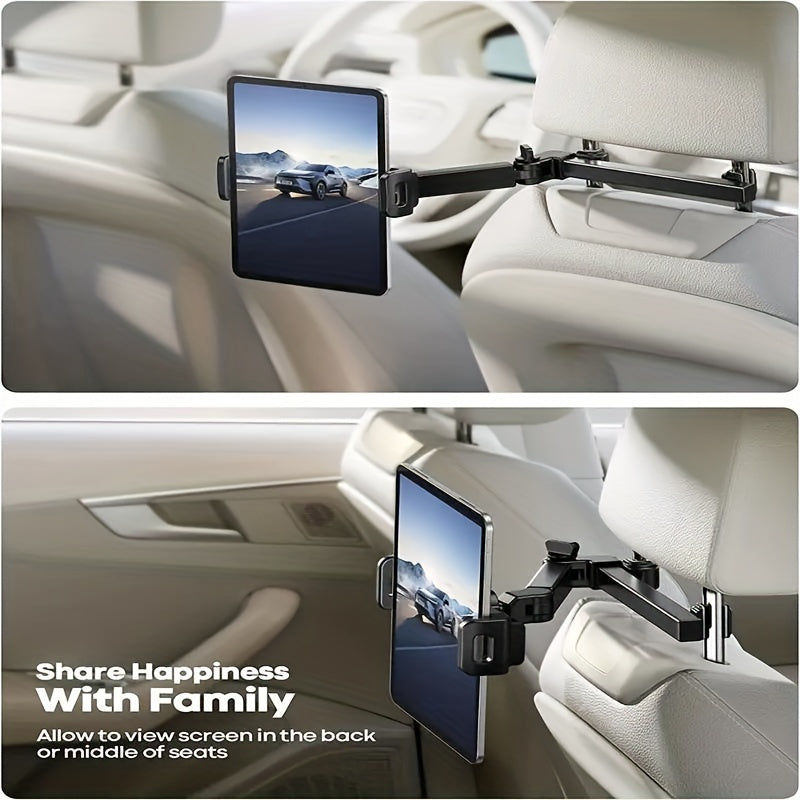 Adjustable Car Headrest Tablet Holder | Fits 5–14 Inch Devices | Secure Backseat Mount
