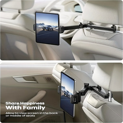 Adjustable Car Headrest Tablet Holder | Fits 5–14 Inch Devices | Secure Backseat Mount