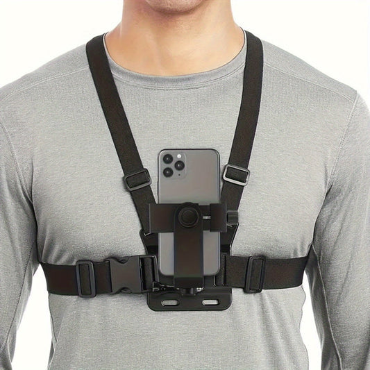 Adjustable Hands-Free Chest Mount | Comfortable Filming Belt with Secure Phone Holder | For Smartphones & Action Cameras