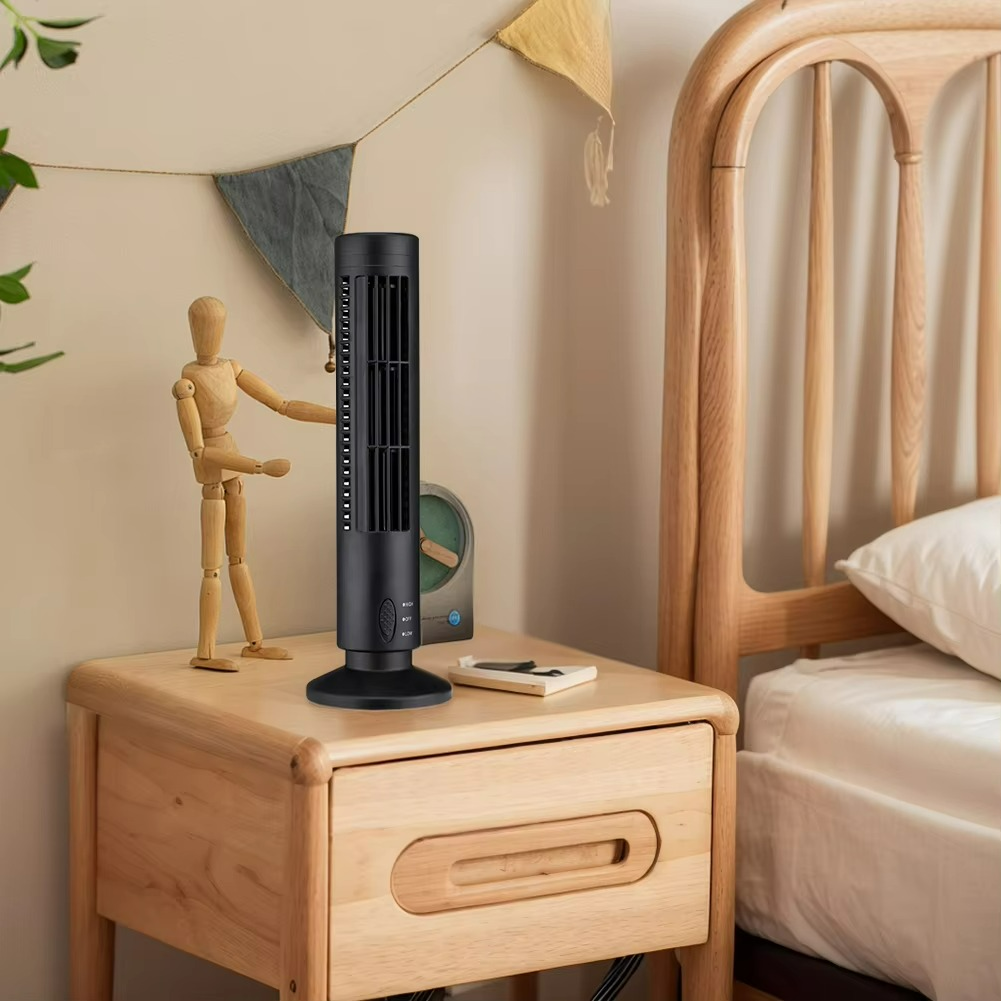 Bladeless Desktop Tower Fan | Portable Electric Fan with 2 Speed Settings
