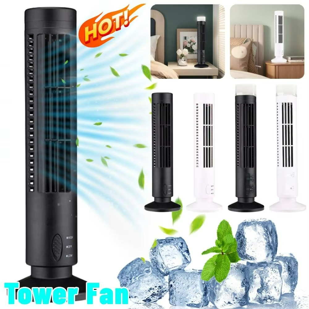 Bladeless Desktop Tower Fan | Portable Electric Fan with 2 Speed Settings