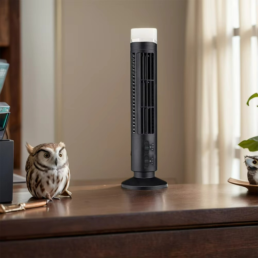 Bladeless Desktop Tower Fan | Portable Electric Fan with 2 Speed Settings