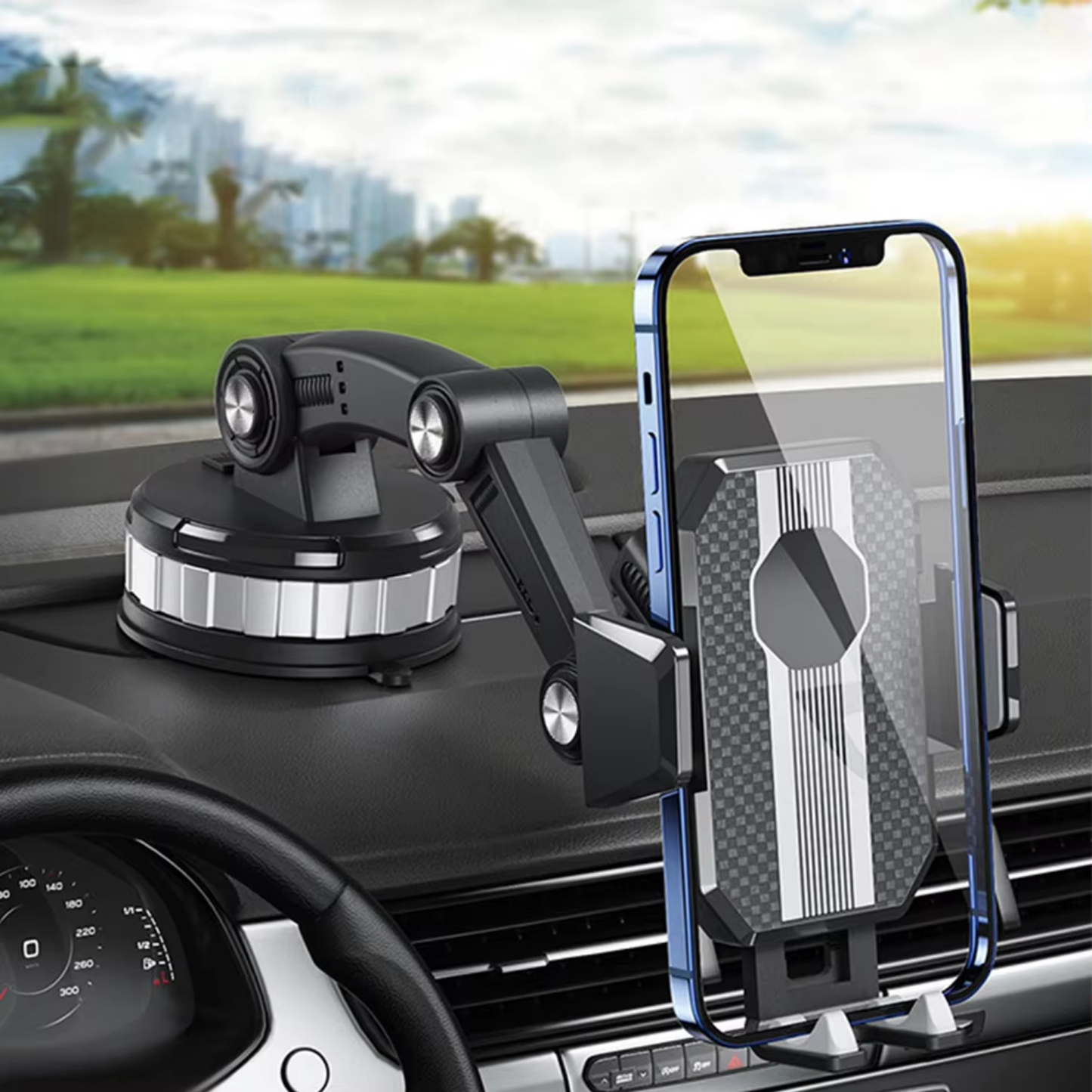 Car Phone Holder | Strong Suction Cup | 360° Rotation | One-Hand Operation | Universal Fit for Smartphones