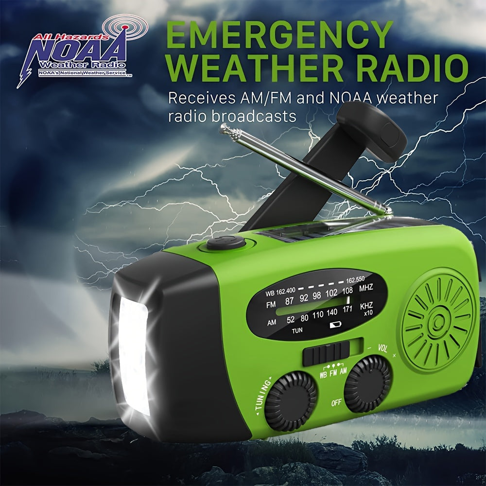 Compact Emergency Radio | 2000 mAh Power Bank | Solar, Hand Crank & USB Charging