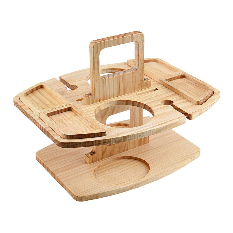 Compact Wood Picnic Table | Foldable Outdoor Wine & Snack Holder | Portable Design