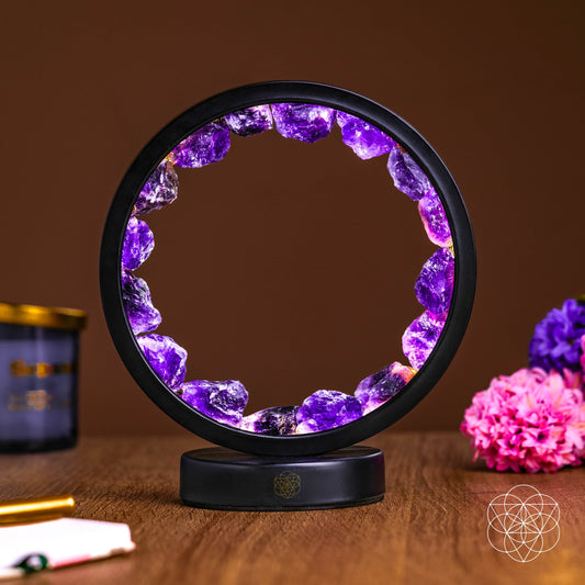 Amethyst Halo Lamp | Crystal Light | Adjustable 30 Modes | Natural Amethyst Stones