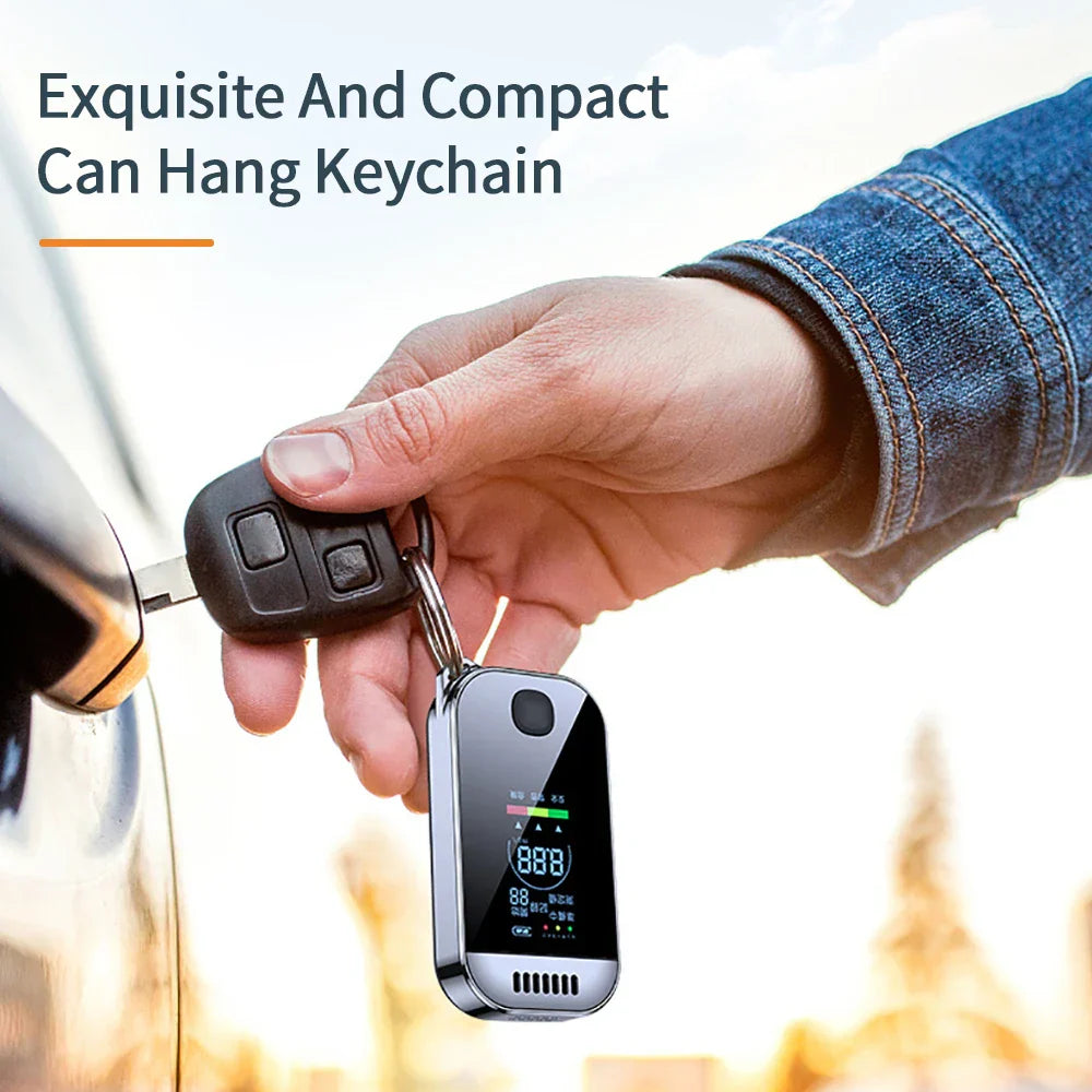 Digital Alcohol Tester | USB Rechargeable Breathalyzer Keychain | Compact LCD Alcohol Meter