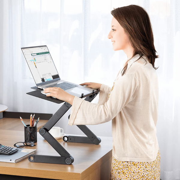 Ergonomic Adjustable Laptop Stand | Full 360° Rotation | Portable Aluminum Flex Desk with Mouse Pad