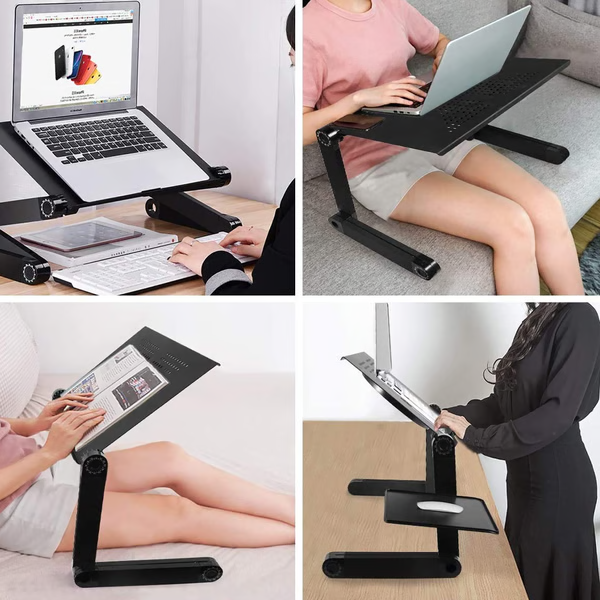 Ergonomic Adjustable Laptop Stand | Full 360° Rotation | Portable Aluminum Flex Desk with Mouse Pad