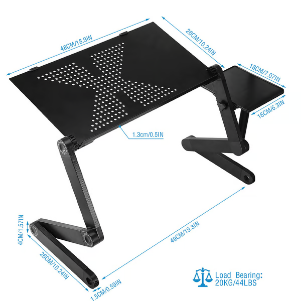 Ergonomic Adjustable Laptop Stand | Full 360° Rotation | Portable Aluminum Flex Desk with Mouse Pad