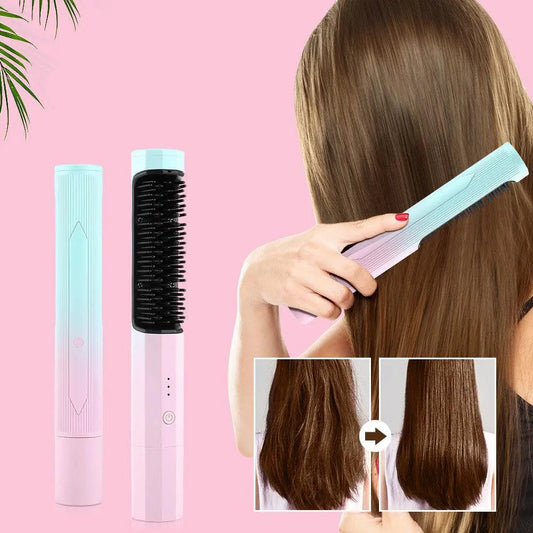 Portable Anti-Frizz Hair Straightening Brush | Ionic Smoothing Tool