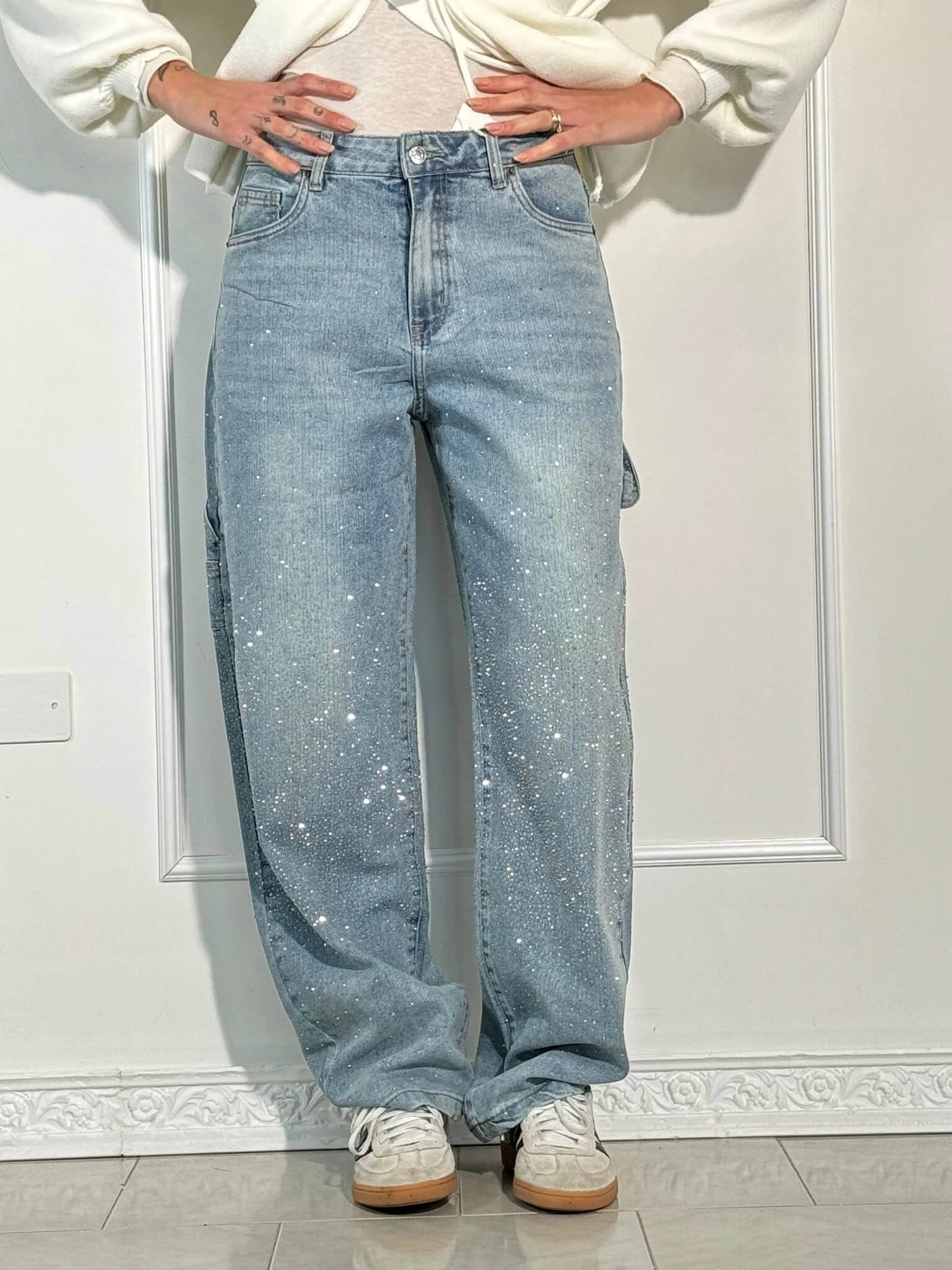Women’s High-Waist Glitter Jeans | Stretch Denim | Slim Fit Design
